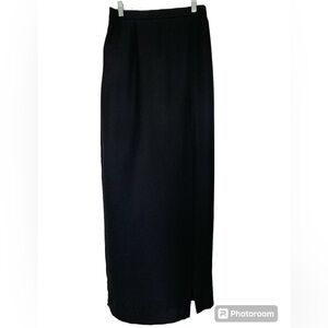 Long black pencil skirt with high slit